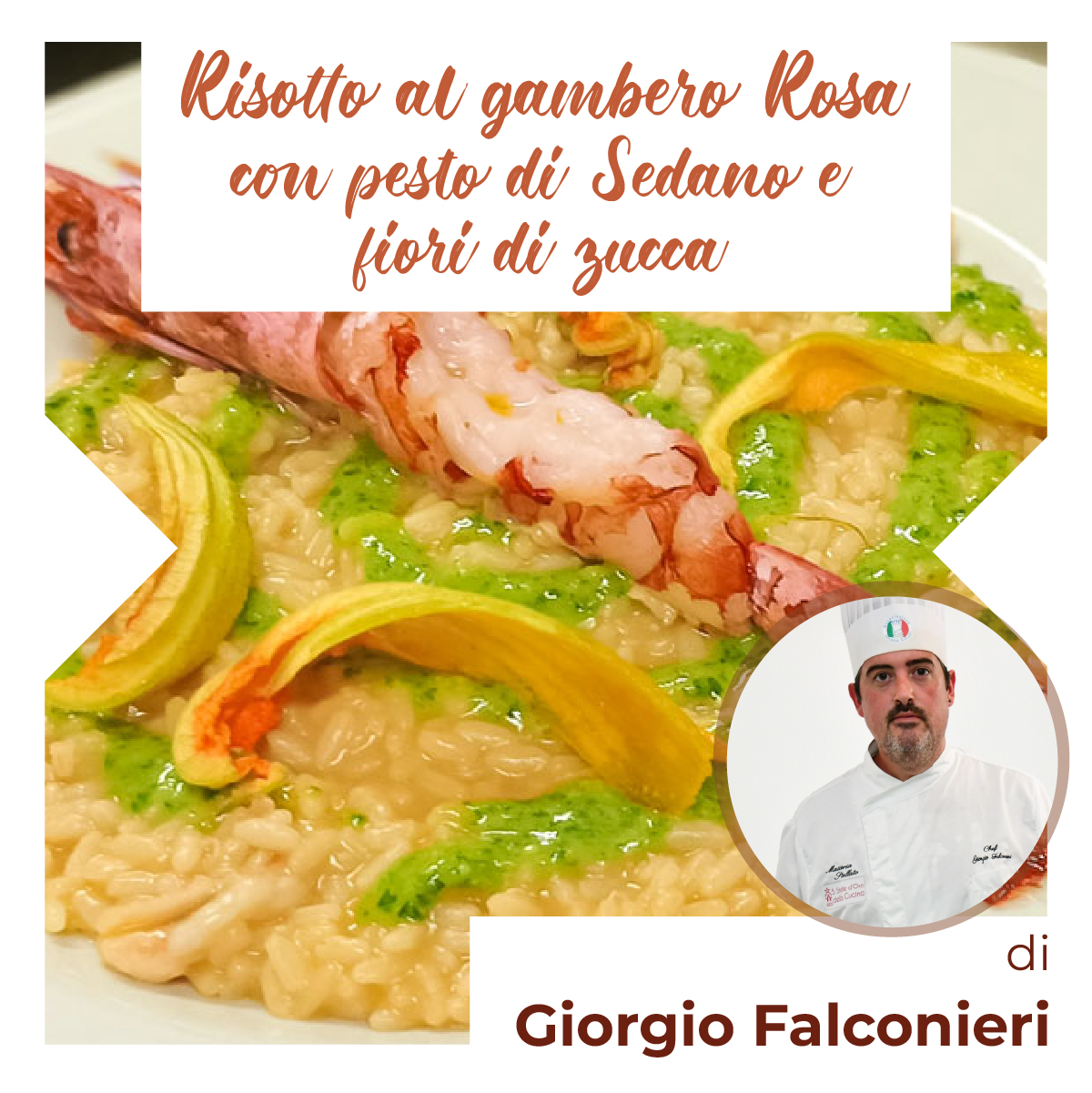 Risotto Al Gambero Rosa Con Pesto Di Sedano E Fiore Di Zucca Marinato